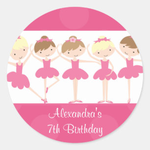 Pink Ballerina Dance Birthday Party Sticker
