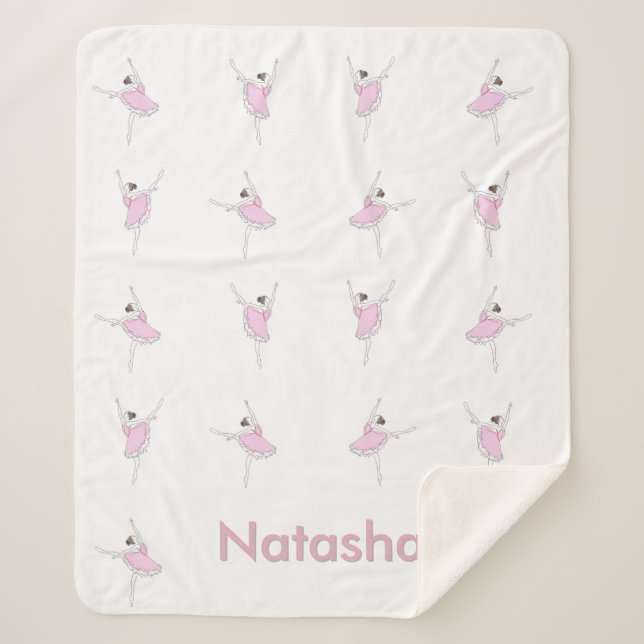 Pink Ballerina Dance Poses Girl Sherpa Blanket (Front)