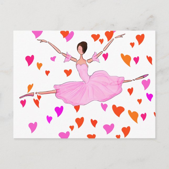 PINK BALLERINA DANCING AND JUMPING POSTCARD (Front)