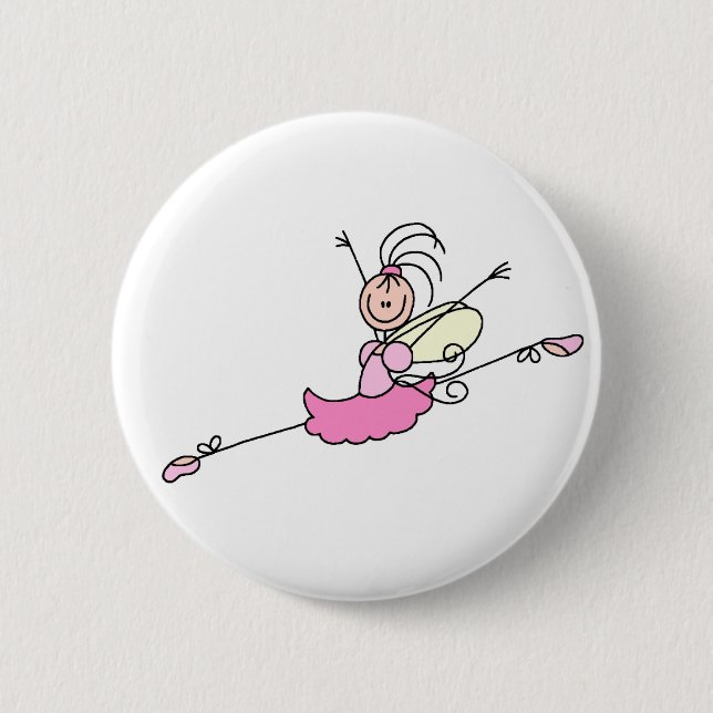Pink Ballerina Dancing Button (Front)