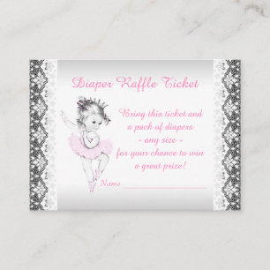 Pink Ballerina Diaper Raffle Ticket Enclosure Card