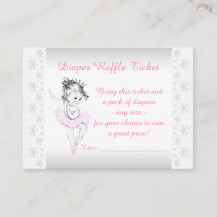 Pink Ballerina Diaper Raffle Ticket Enclosure Card