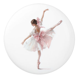 Pink Ballerina Elegant Ballet Dancer Drawer Ceramic Knob