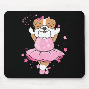 Pink Ballerina English Bulldog Dog Ballett In Tutu Mouse Mat