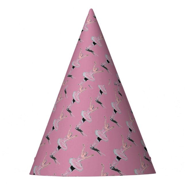 Pink Ballerina Girl Ballet Birthday Party Hats (Front)