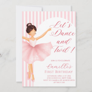 Pink Ballerina Girl birthday Party Invitation