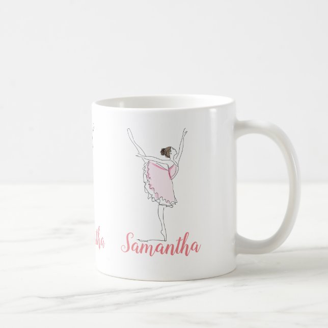 Pink Ballerina Girl Personalised  Coffee Mug (Right)