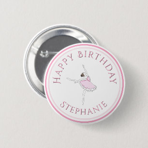 Pink Ballerina Happy Birthday Girl 6 Cm Round Badge