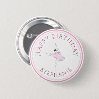 Pink Ballerina Happy Birthday Girl 6 Cm Round Badge