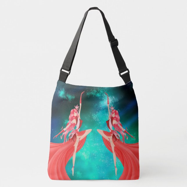 Pink Ballerina Night Sky  Crossbody Bag (Front)