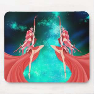 Pink Ballerina Night Sky Emerald green Mouse Mat