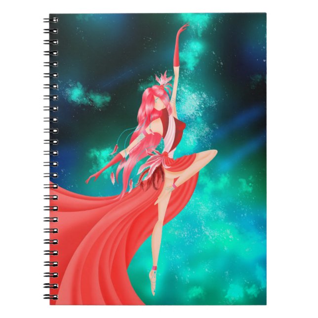 Pink Ballerina Night Sky Notebook (Front)