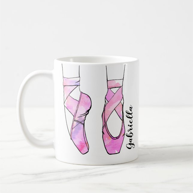 Pink Ballerina Personalised Ballet Coffee Mug (Left)