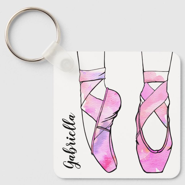 Pink Ballerina Personalised Ballet Key Ring (Front)