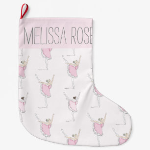 Pink Ballerina Personalised Christmas Stocking