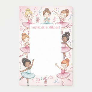 Pink Ballerina Personalised Mitzvah Note pad