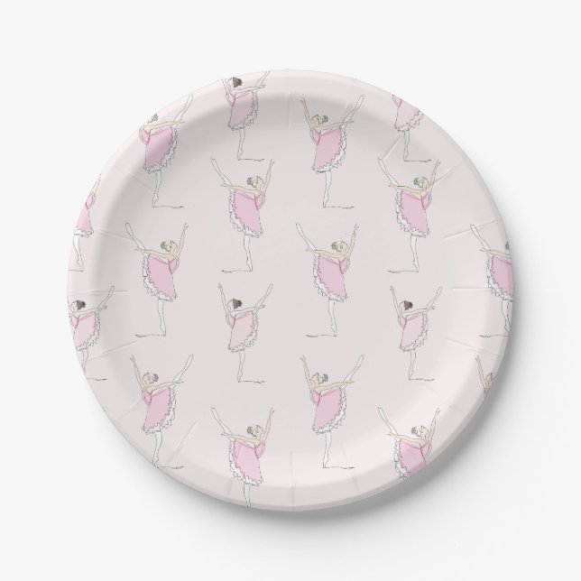 Pink Ballerina Pink Small Paper Plates (Front)