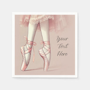 Pink Ballerina Pointed Toes Birthday Party Napkin