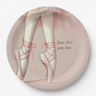 Pink Ballerina Pointed Toes Birthday Party Paper Plate