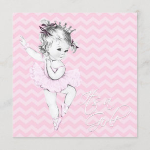 Pink Ballerina Princess Baby Shower Invitation
