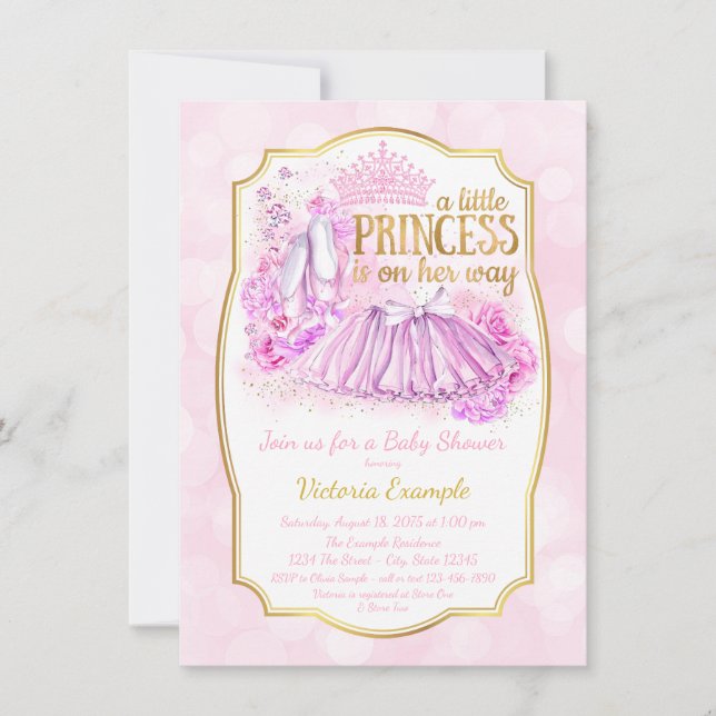 Pink Ballerina Princess Baby Shower Invitation (Front)