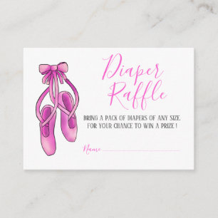 Pink Ballerina Shoes   Baby Shower Diaper Raffle Enclosure Card