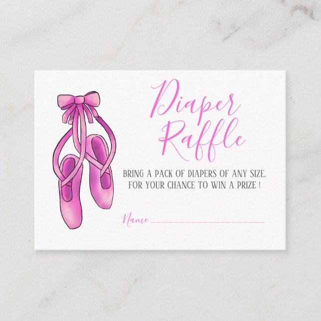 Pink Ballerina Shoes | Baby Shower Diaper Raffle Enclosure Card (Front)