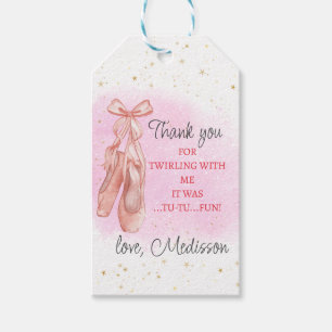 Pink Ballerina Shoes Birthday Party Thank You  Gift Tags