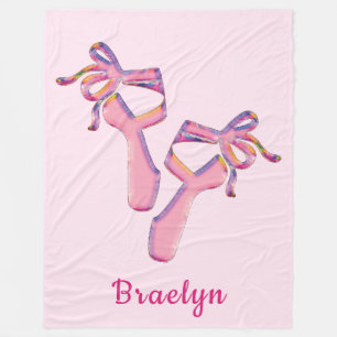 Pink Ballerina Shoes Fleece Blanket