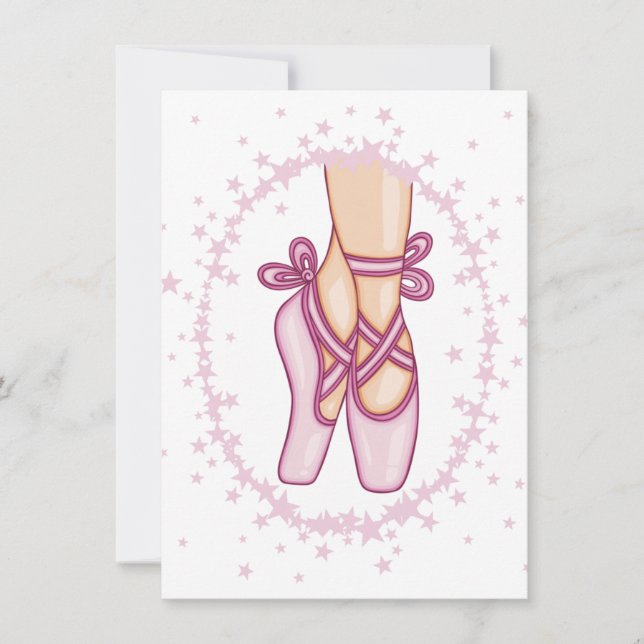 Pink ballerina shoes invitation (Front)