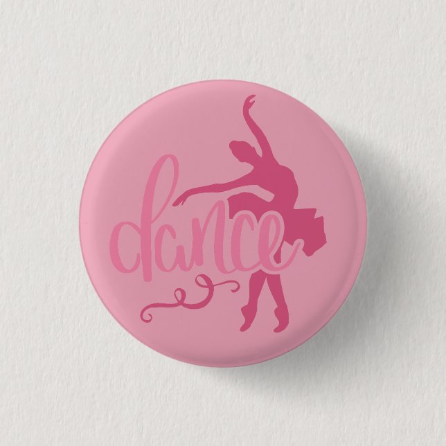 Pink Ballerina Silhouette Ballet Dance 3 Cm Round Badge (Front)