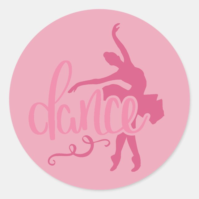 Pink Ballerina Silhouette Ballet Dance Classic Round Sticker (Front)