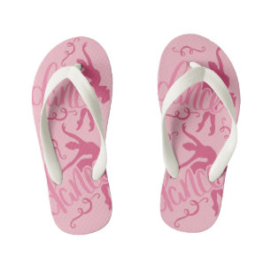 Pink Ballerina Silhouette Dancer Kid's Flip Flops
