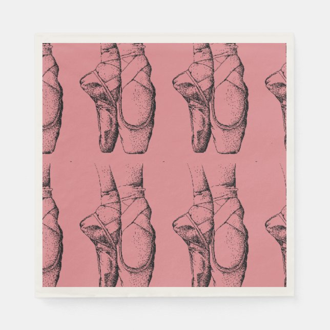 Pink Ballerina Slippers Ballet Paper Napkins (Front)