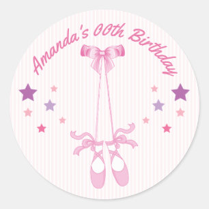 Pink Ballerina theme Birthday Party personalised Classic Round Sticker