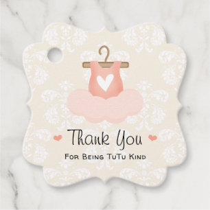 Pink Ballerina Tutu Baby Shower Thank You Favour Tags
