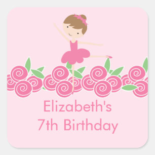 Pink Ballerina Tutu Dance Birthday Party Sticker