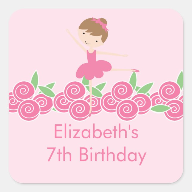 Pink Ballerina Tutu Dance Birthday Party Sticker (Front)