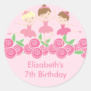 Pink Ballerina Tutu Dance Birthday Party Sticker