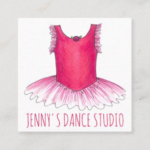 Pink Ballerina Tutu Dance Studio Ballet Teacher Square Business Card