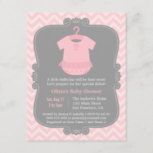 Pink Ballerina Tutu Girl Baby Shower Invitations