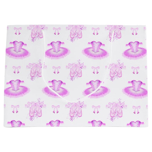 Pink Ballerina Tutu & Shoes Ballet Large Gift Bag (Front)