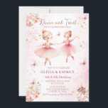 Pink Ballerina TuTu Sister Sibling Party Invitation<br><div class="desc">Swirl and Twirl Cute and sweet!
Ballerina Girl Joint Birthday Party Invitation, 
Pink Tutu Sister Sibling Party, 
Can be changed to any occasion.</div>