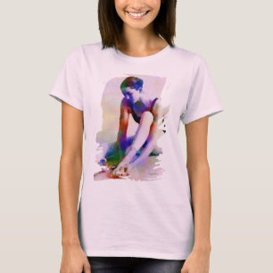 Pink Ballerina Watercolor Contemporary Art T-Shirt