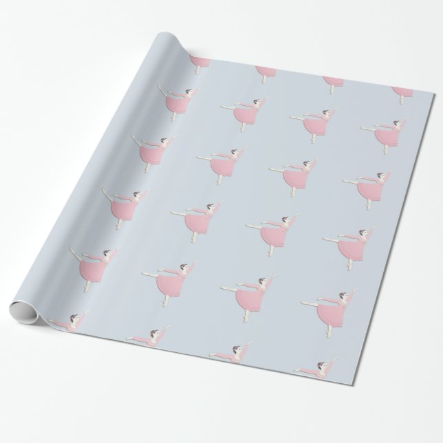 Pink Ballerina Wrapping Paper (Unrolled)