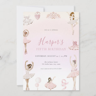 Pink Ballet Ballerina Birthday Party Invitation