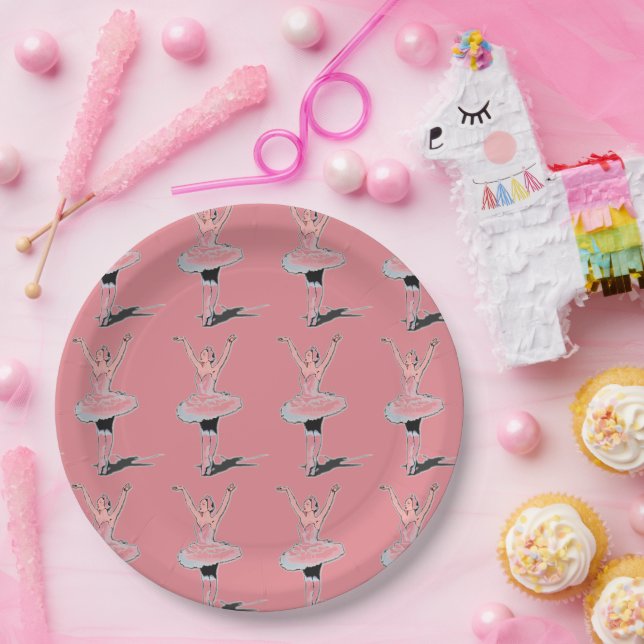 Pink Ballet Ballerina Birthday Party Paper Plates (Party)