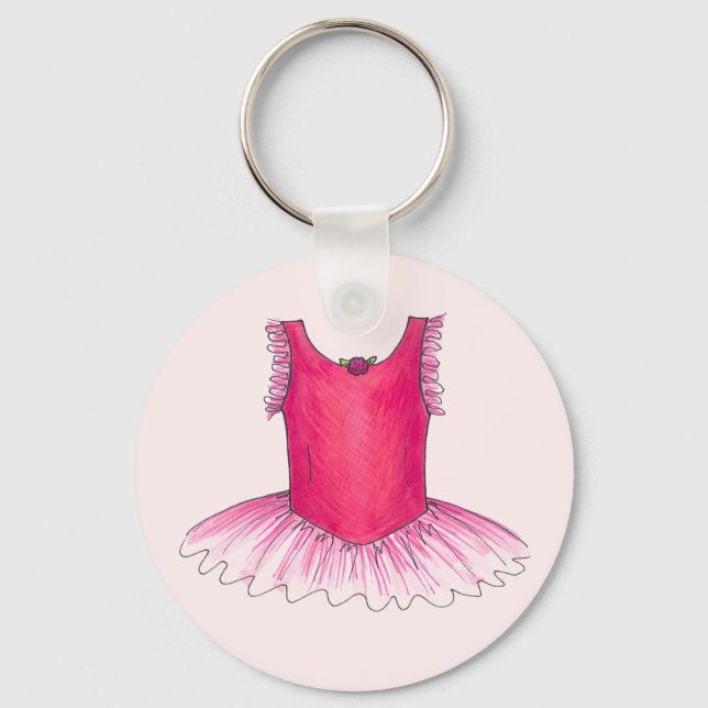 Pink Ballet Ballerina Costume Tutu Dance Keychain (Front)