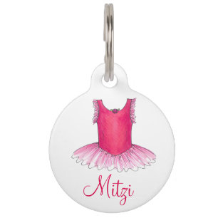 Pink Ballet Ballerina Tutu Dance Dog Pet Tag