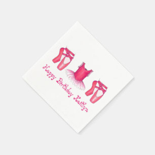Pink Ballet Ballerina Tutu Pointe Shoes Birthday Napkin